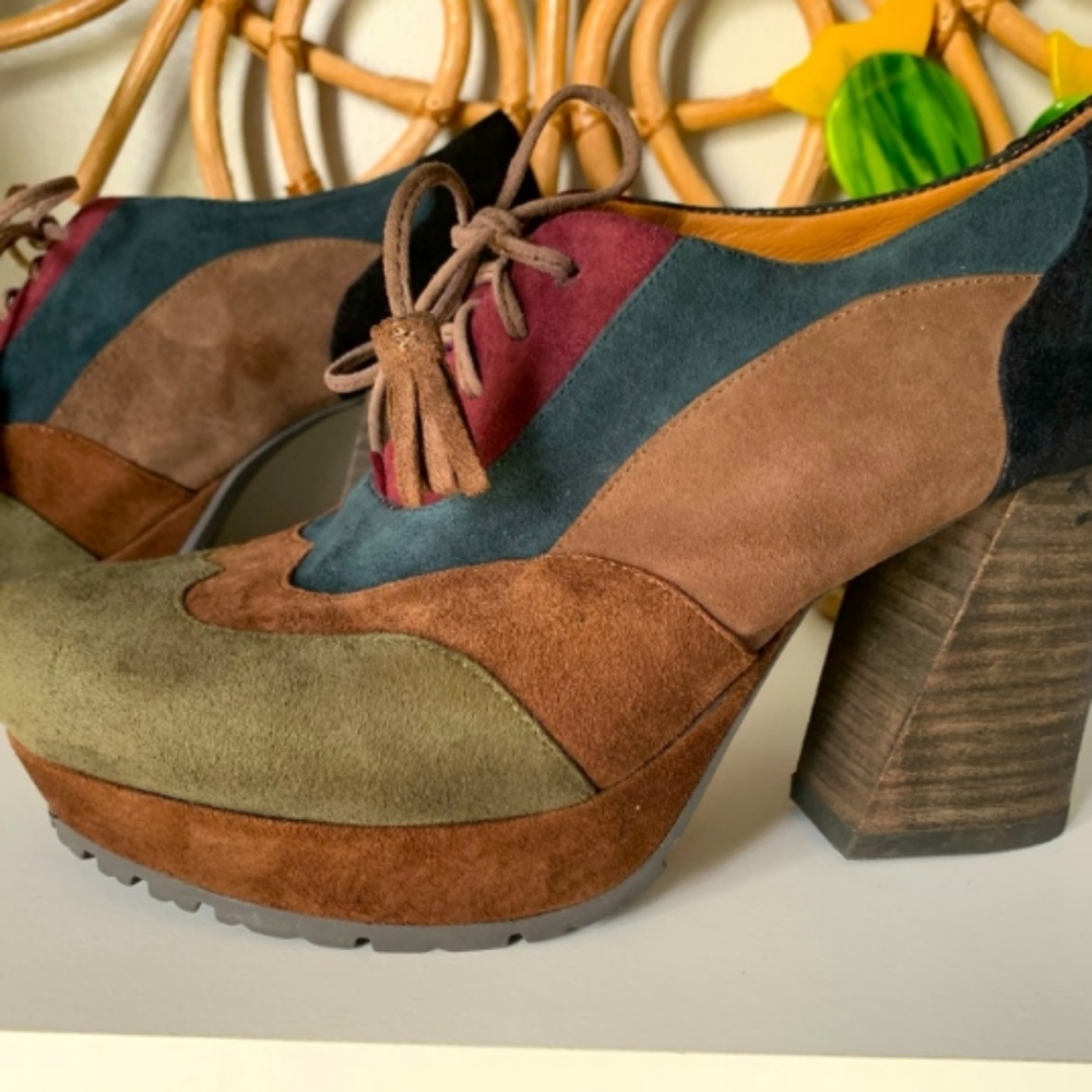 EARTHIES suede platform skellig oxfords 8